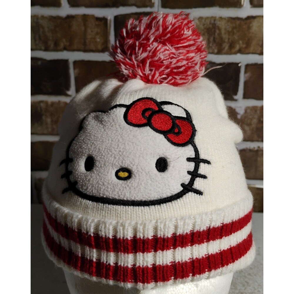 Hello Kitty Beanie With Red & White Pompom
